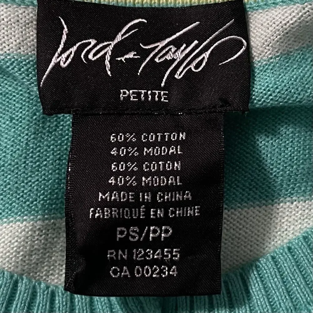 Lord & Taylor Women's Green Striped Button Up Cardigan Modal Sz /Petite small - Picture 10 of 10
